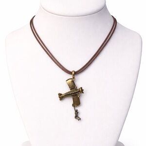 Airplane parachute man necklace